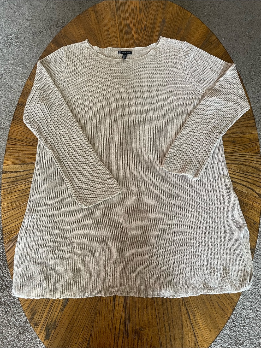 Eileen Fisher Cream Crew Neck Knit Sweater